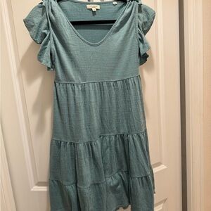 Max Studio Sea Green Midi Dress with Ruffled Sleeves